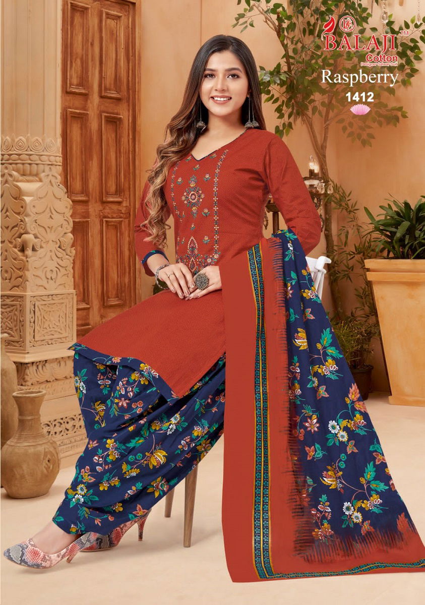 Balaji Rasberry Vol 14 Embroidery Cotton Dress Material Catalog
